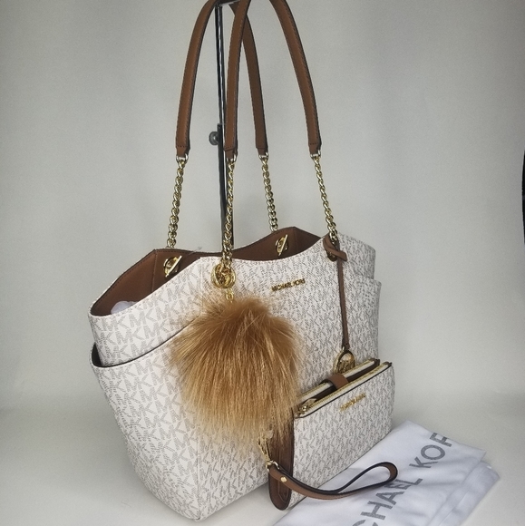 Sold Out Michael Kors 3 Set Matching Shoulder Bag Purse Tote Wallet Pom Designer - Picture 11 of 11